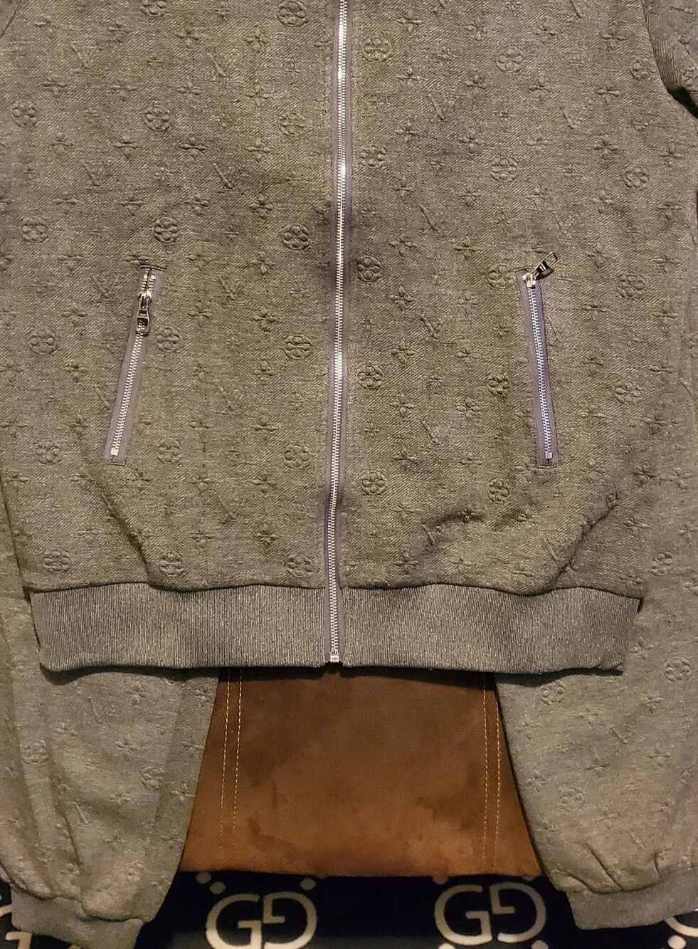 Louis Vuitton Men's Gray Embossed Monogram Pants